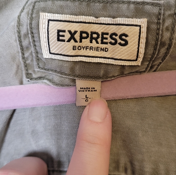 Express Boyfriend Shacket Button Down Size Large - Picture 2 of 8
